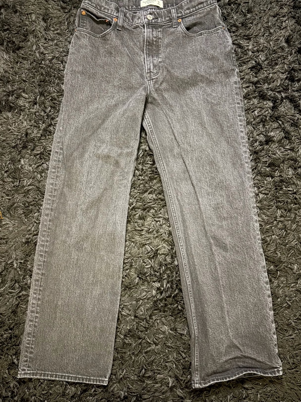 Abercrombie & Fitch Men's Charcoal Straight-Leg Jeans